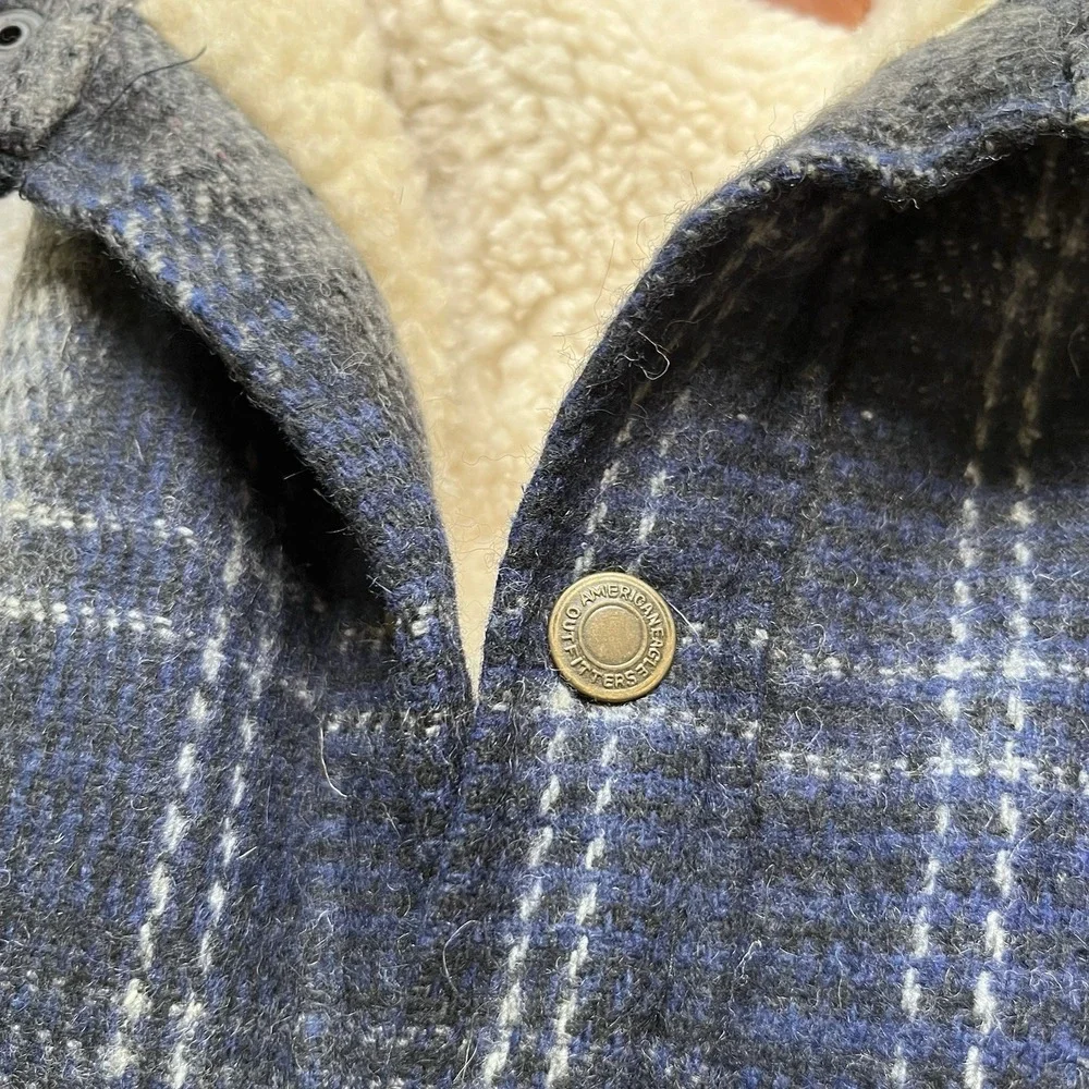 American Eagle Y2K Flannel Vest Sz XL Wool Sherpa Plaid Vintage Tartan Outdoor